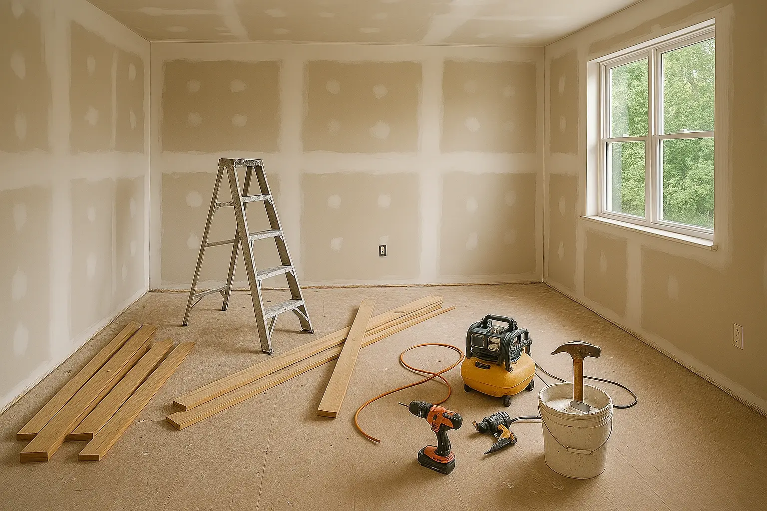 Complete home renovation — flooring, walls, ceilings